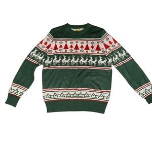 Tipsy Elves Sweater Mens XL Green‎ Ugly Christmas Fair Isle Crew Neck